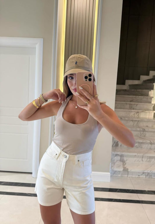 White Denim Short