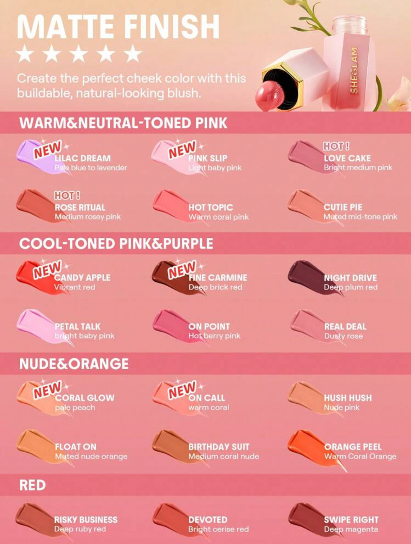 SHEGLAM Matte liquid Blush