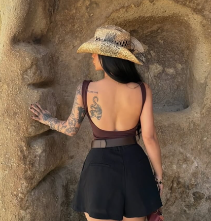 Jee Backless Top - Brown