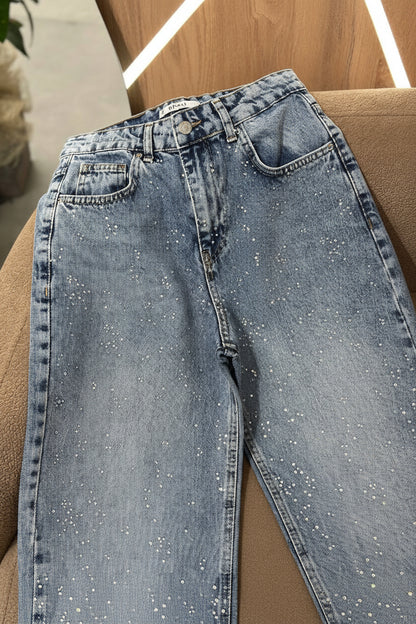 Rhinestones Denim Pants