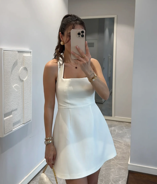 Kaia Short Dress - White